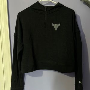 Black cropped quarter zip hoodie